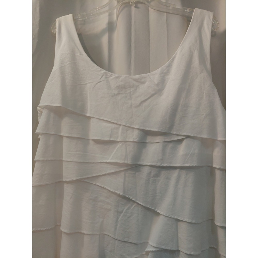 Vintage White Dress sz 18 Unique Tiered Ruffle Layering With Tassels - Picture 5 of 13